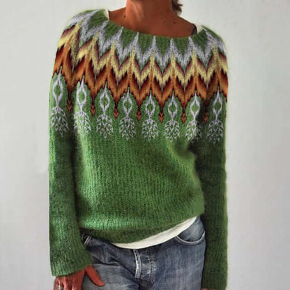 Norvella | Women’s Elegant Fair Isle Knit Sweater