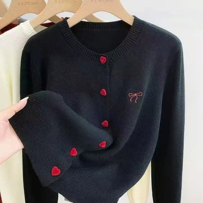 Amoria | Women’s Soft Wool Blend Heart Button Cardigan
