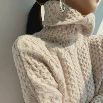 Ravah | Women’s Braided Knit Turtleneck Sweater