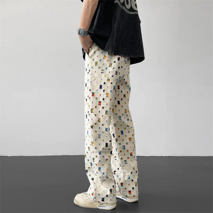 Tavira | Men’s Patterned Cotton Blend Straight-Leg Trousers