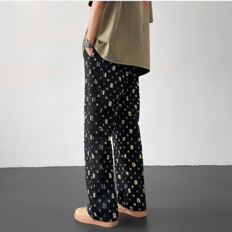 Tavira | Men’s Patterned Cotton Blend Straight-Leg Trousers
