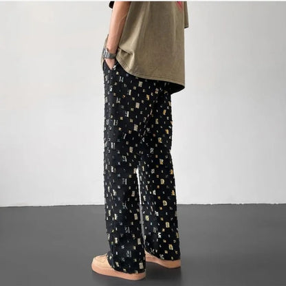 Tavira | Men’s Patterned Cotton Blend Straight-Leg Trousers